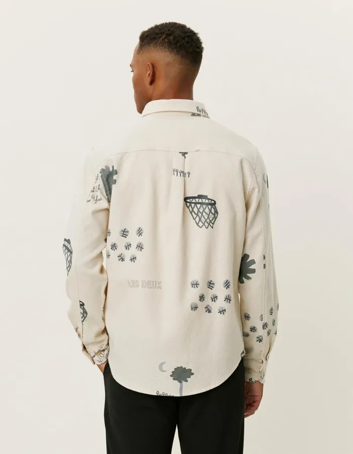 Men Karl AOP Shirt 20 8211 IvoryGrey Les Deux ShirtsOvershirts