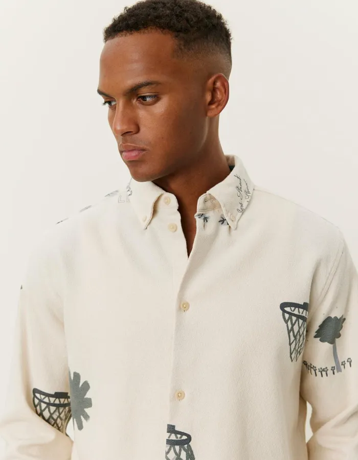 Men Karl AOP Shirt 20 8211 IvoryGrey Les Deux ShirtsOvershirts