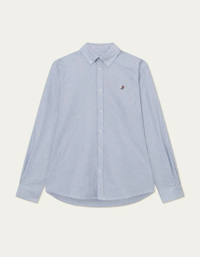 Men Kent Oxford Shirt 20 8211 Light BlueWhite Les Deux ShirtsOvershirts