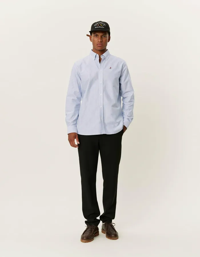 Men Kent Oxford Shirt 20 8211 Light BlueWhite Les Deux ShirtsOvershirts