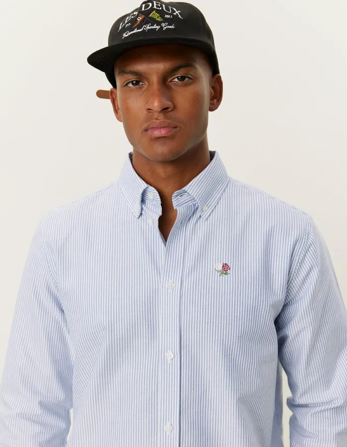 Men Kent Oxford Shirt 20 8211 Light BlueWhite Les Deux ShirtsOvershirts