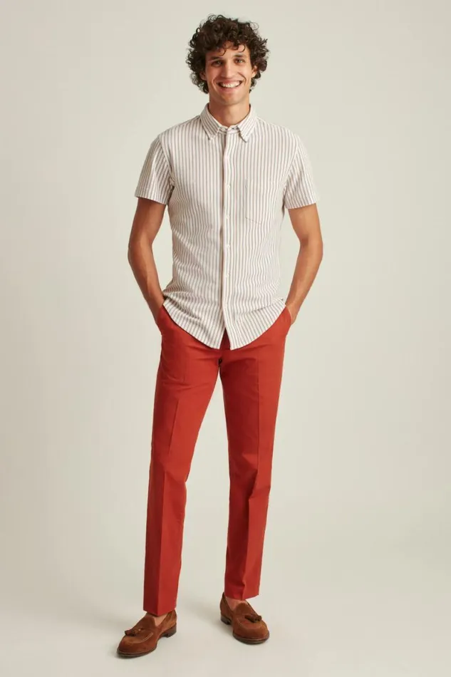 Men Knit Oxford Short Sleeve Shirt Palm Stripe Bonobos Short Sleeve Shirts