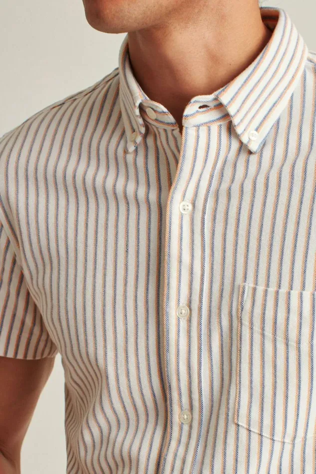 Men Knit Oxford Short Sleeve Shirt Palm Stripe Bonobos Short Sleeve Shirts