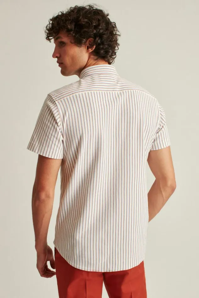 Men Knit Oxford Short Sleeve Shirt Palm Stripe Bonobos Short Sleeve Shirts
