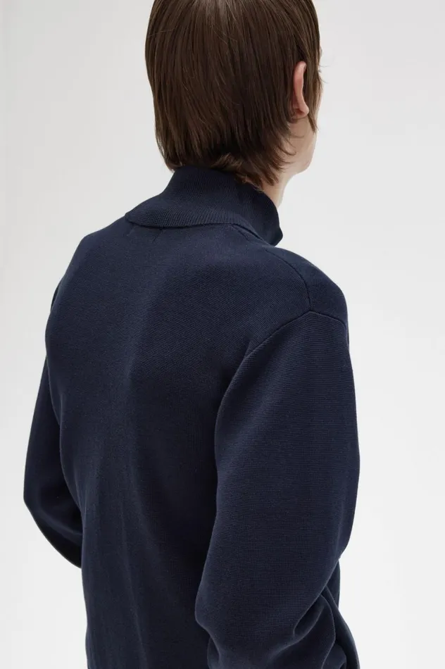 Men Knitted Track Jacket Navy Fred Perry Knitwear