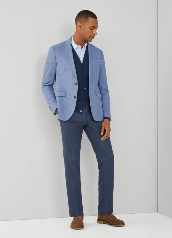Men Knitwear Hackett London Cardigan With Elbow Patches Navy