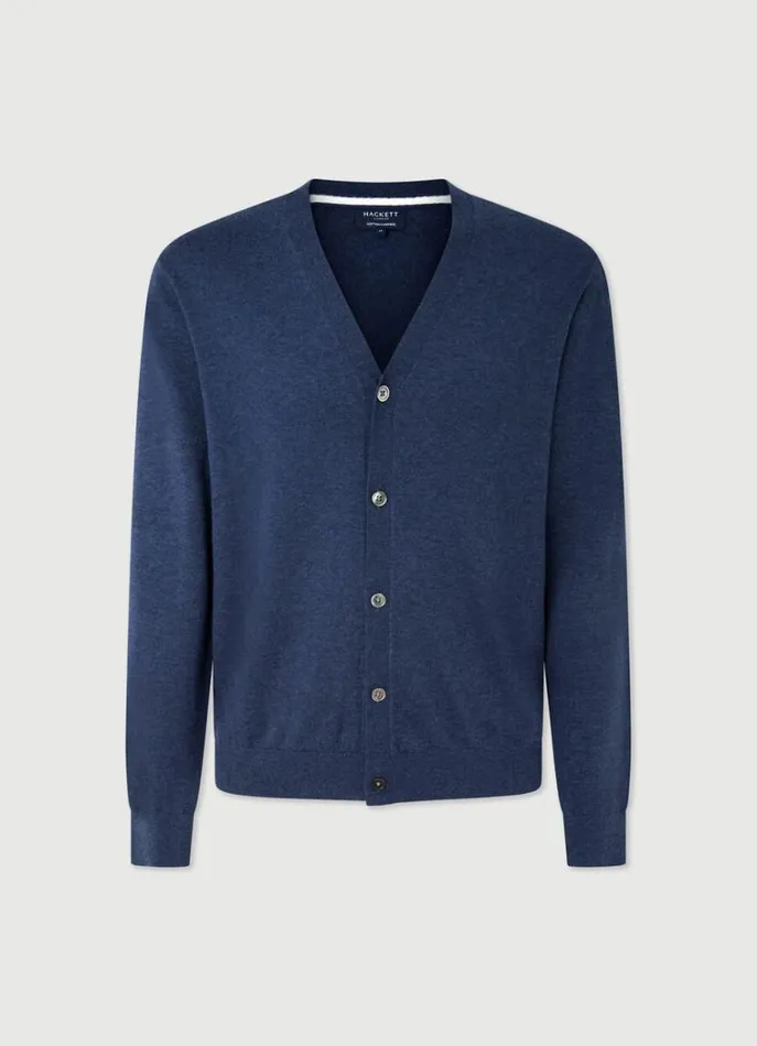 Men Knitwear Hackett London Cardigan With Elbow Patches Navy