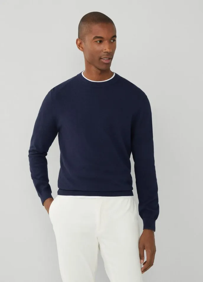 Men Knitwear Hackett London Crew Neck Jumper Navy