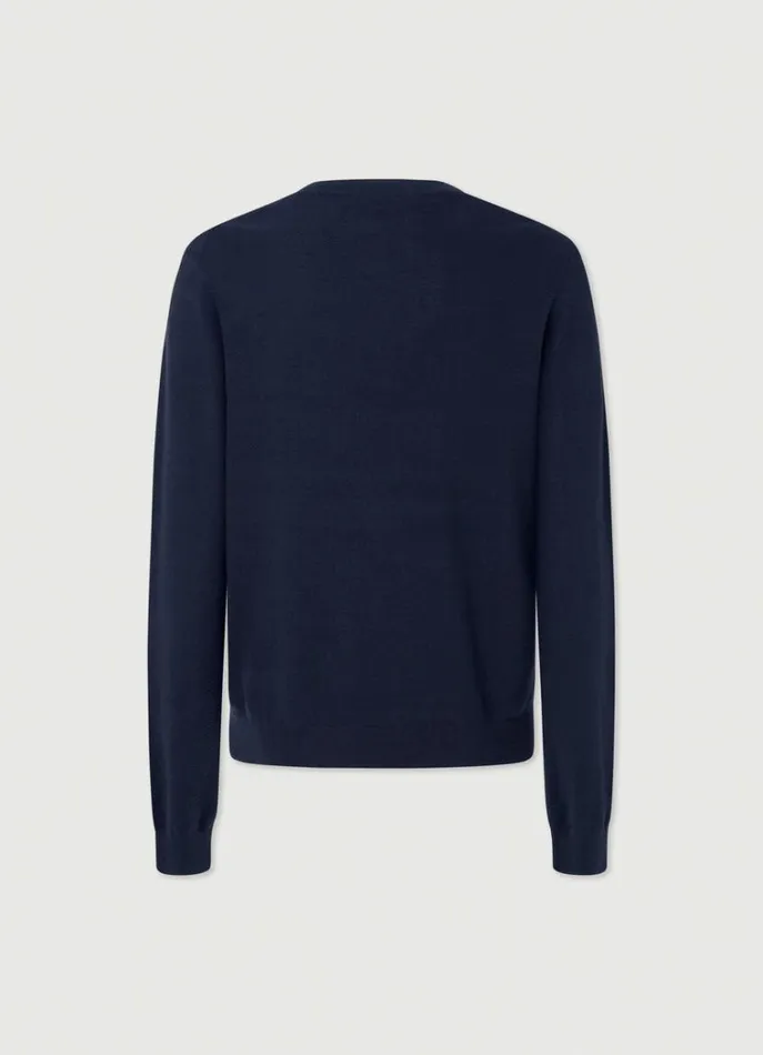 Men Knitwear Hackett London Crew Neck Jumper Navy