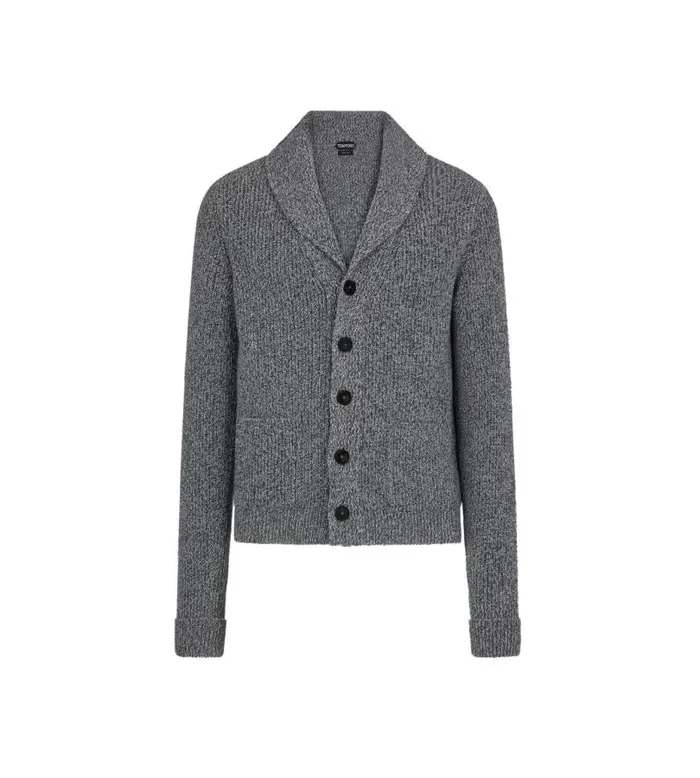 Men Knitwear Tom Ford Cashmere Shawl Collar Cardigan Grey
