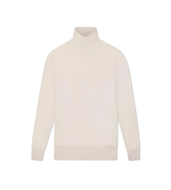 Men Knitwear Tom Ford Fine Gauge Cashmere Silk Roll Neck Ivory