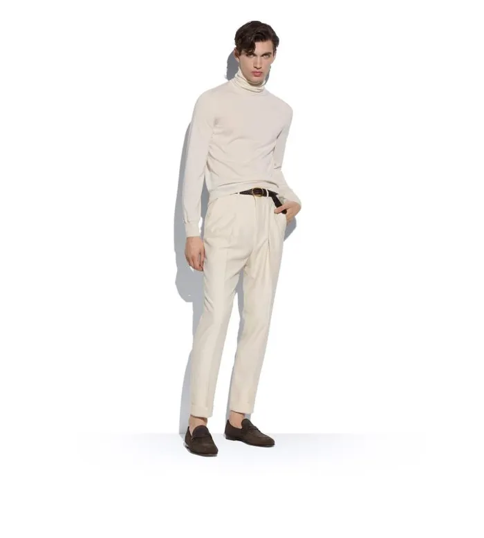 Men Knitwear Tom Ford Fine Gauge Cashmere Silk Roll Neck Ivory Men Knitwear Tom Ford Fine Gauge Cashmere Silk Roll Neck Ivory