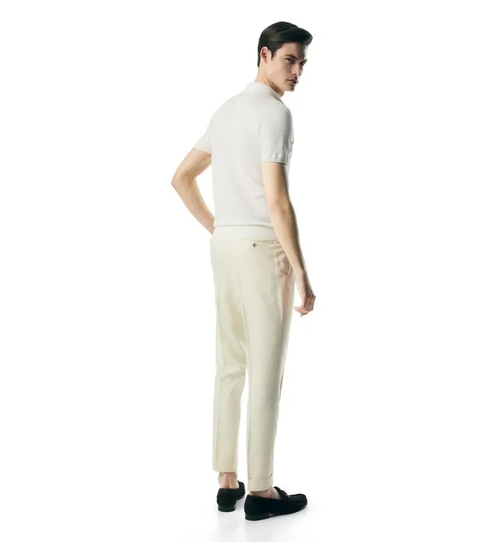 Men Knitwear Tom Ford Micro Textured Piquet Polo Chalk Men Knitwear Tom Ford Micro Textured Piquet Polo Chalk