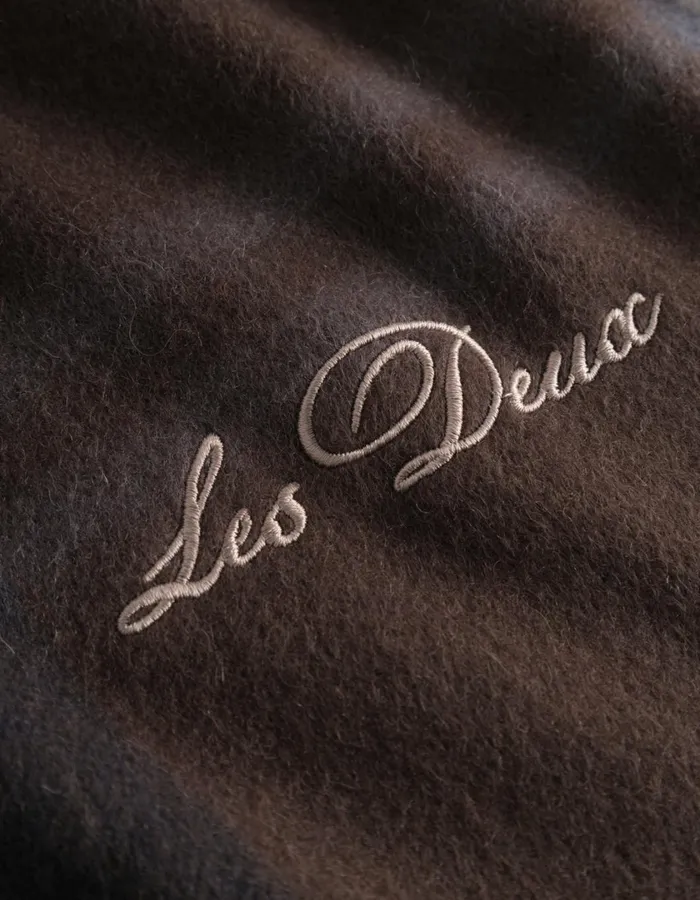 Men Les Deux Check Wool Scarf 8211 Coffee BrownLight Grey Melange Les Deux Scarves