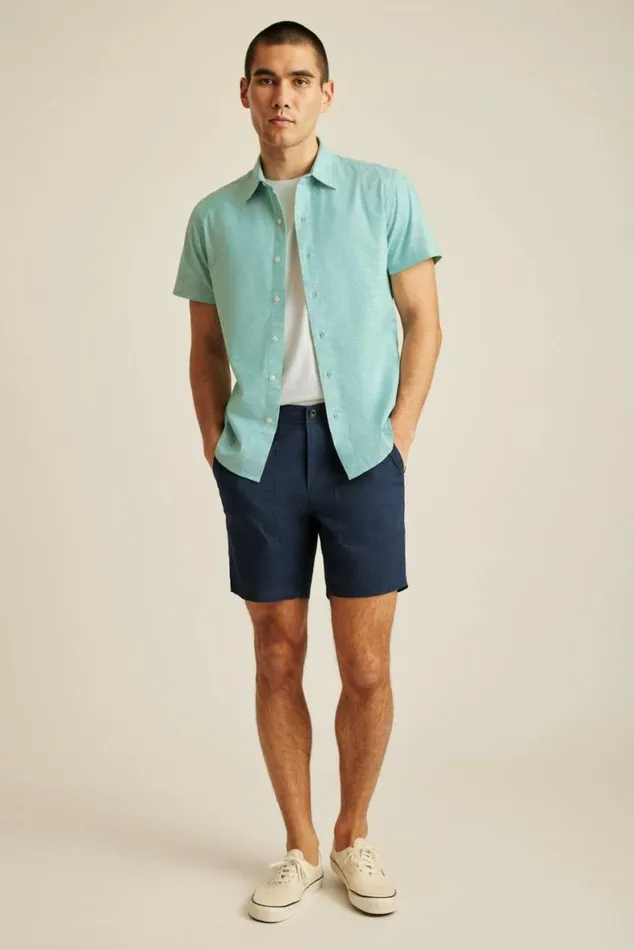 Men Lightweight Travel Short Maritime Blue Bonobos Chino Shorts