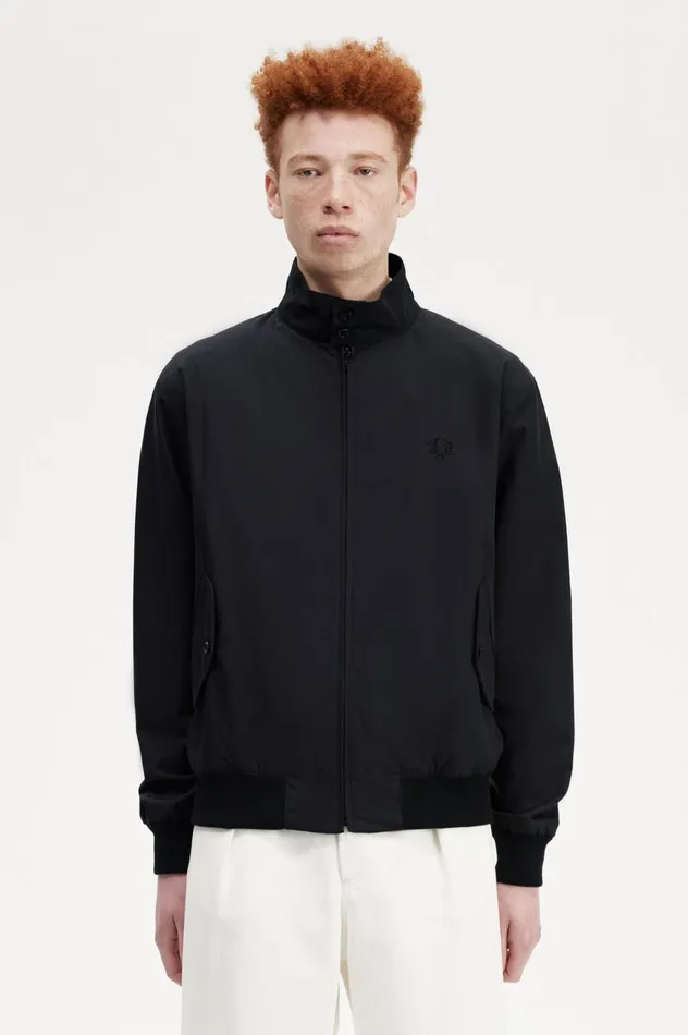 Men Made In EnglandHarrington Jacket Black Fred Perry Coats and Jackets