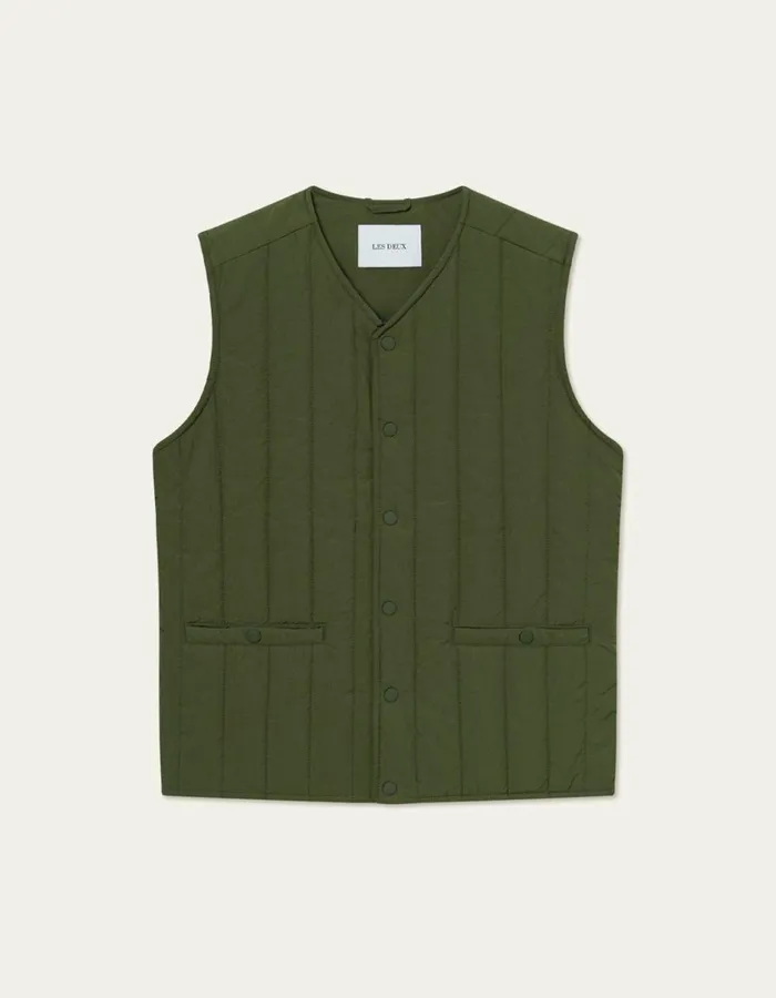 Men Martin Vest 8211 Chive Green Les Deux JacketsCoats