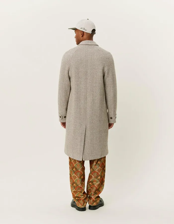 Men Michael Herringbone Wool Coat 30 8211 Mountain GreyIvory Les Deux JacketsCoats
