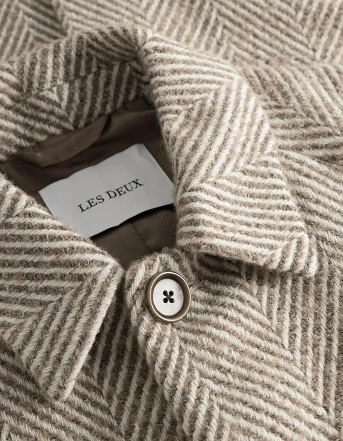 Men Michael Herringbone Wool Coat 30 8211 Mountain GreyIvory Les Deux JacketsCoats
