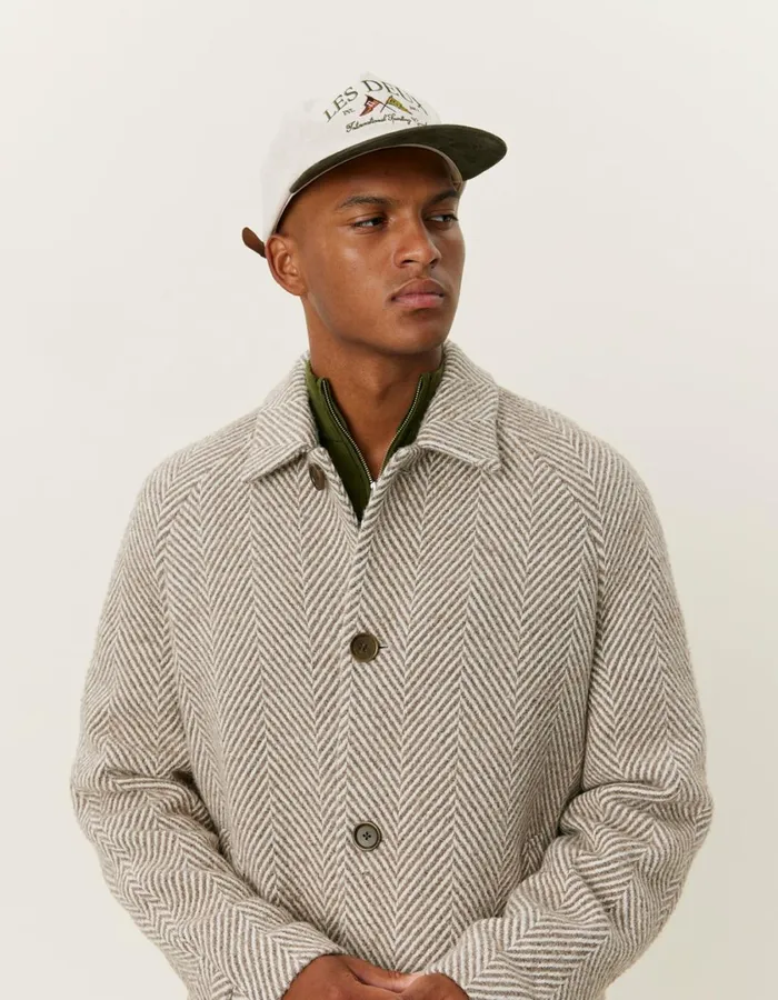 Men Michael Herringbone Wool Coat 30 8211 Mountain GreyIvory Les Deux JacketsCoats