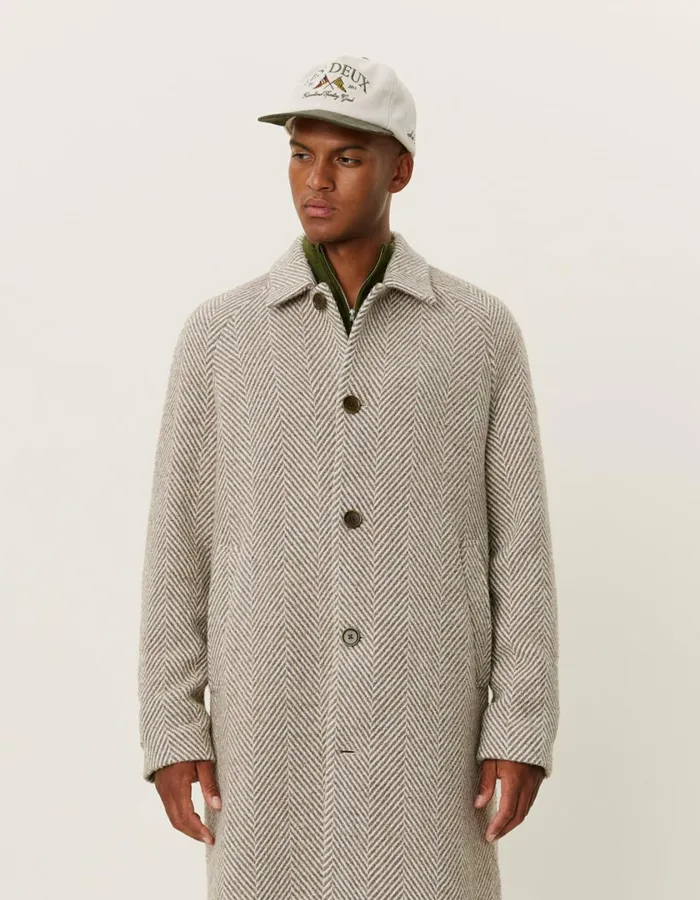 Men Michael Herringbone Wool Coat 30 8211 Mountain GreyIvory Les Deux JacketsCoats