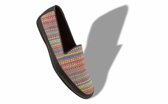 Men Multicoloured Cotton Embroidered Slippers Manolo Blahnik Slippers