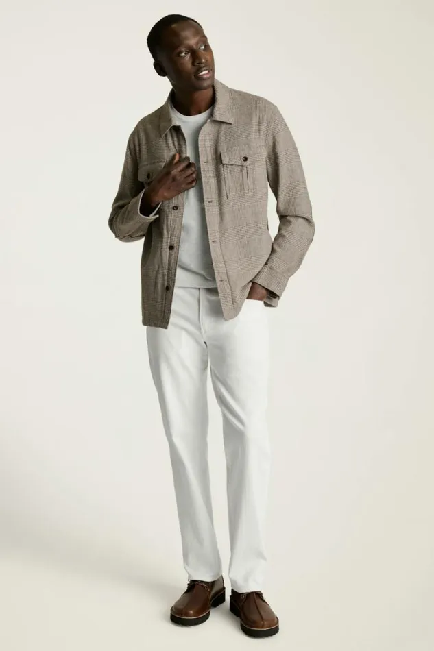 Men Nantucket Linen Overshirt Brown Glen Check Bonobos Casual Shirts