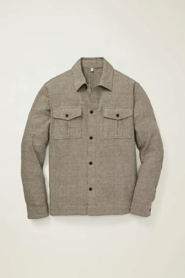 Men Nantucket Linen Overshirt Brown Glen Check Bonobos Casual Shirts