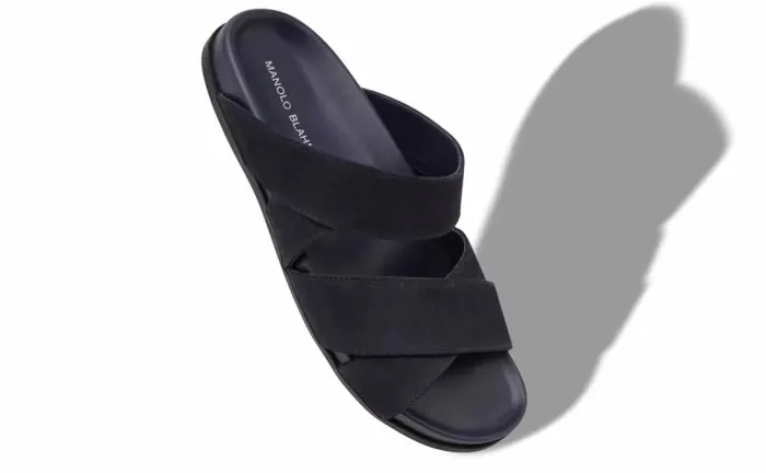 Men Navy Blue Suede Sandals Manolo Blahnik Sandals