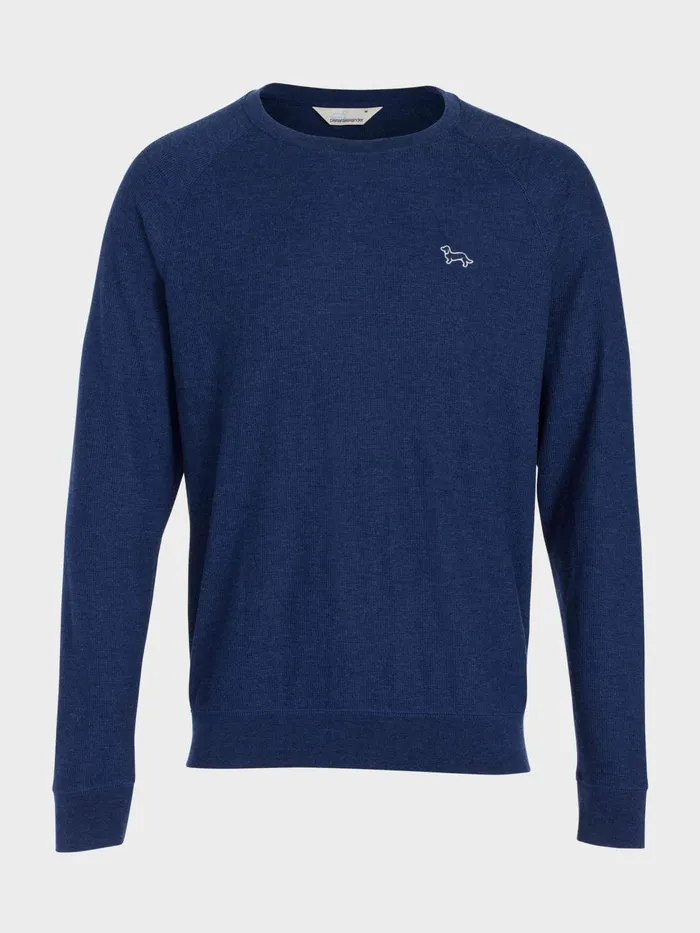 Men Navy Waffle Long Sleeve Top Navy Peter Alexander Tops