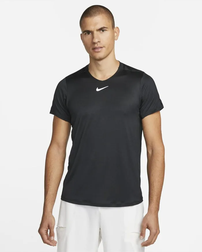 Men Nike Tops And TShirts NikeCourt DriFIT Advantage Blackwhite
