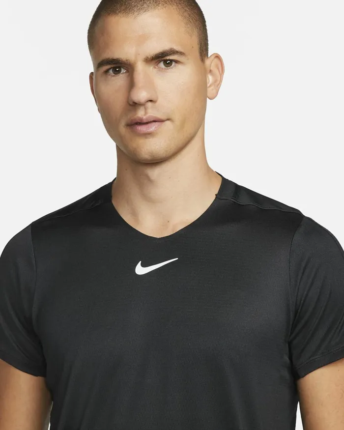 Men Nike Tops And TShirts NikeCourt DriFIT Advantage Blackwhite
