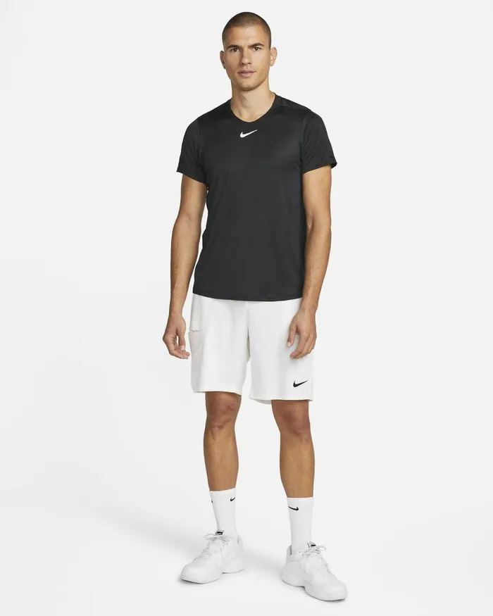 Men Nike Tops And TShirts NikeCourt DriFIT Advantage Blackwhite