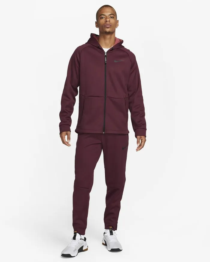 Men Nike Trousers And Tights Therma Sphere Night Maroonblack