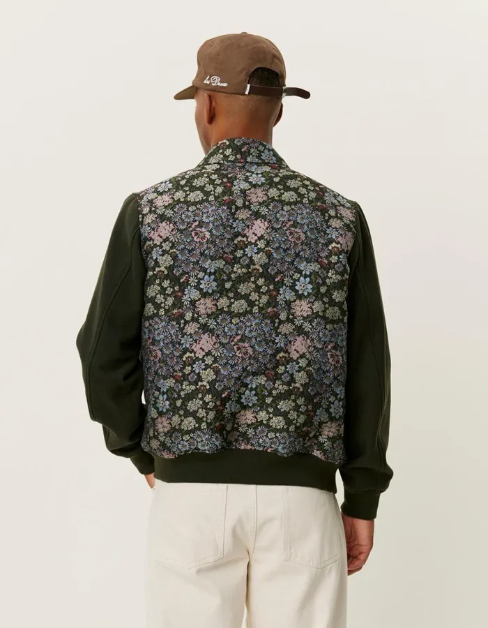 Men Noah Jacquard Varsity Jacket 8211 RosinChive Green Les Deux JacketsCoats