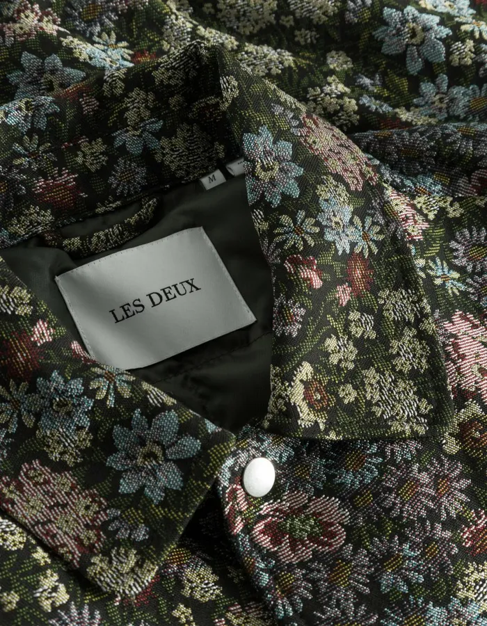 Men Noah Jacquard Varsity Jacket 8211 RosinChive Green Les Deux JacketsCoats