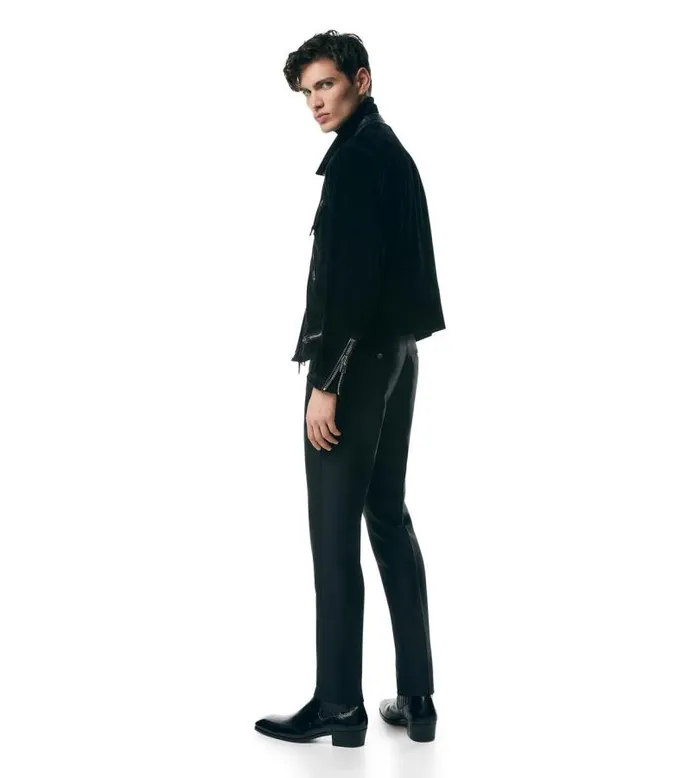 Men Outerwear Tom Ford Compact Light Velvet Motorcycle Jacket Black