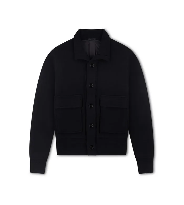 Men Outerwear Tom Ford NylonLined Merino Button Through Blouson Black