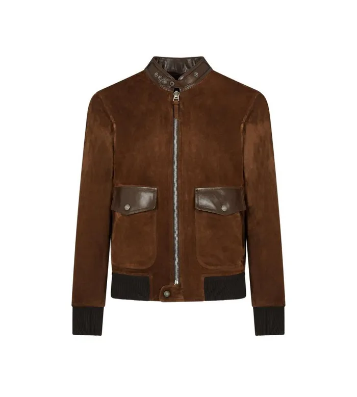 Men Outerwear Tom Ford Soft Suede 034Members Only034 Jacket Cigar