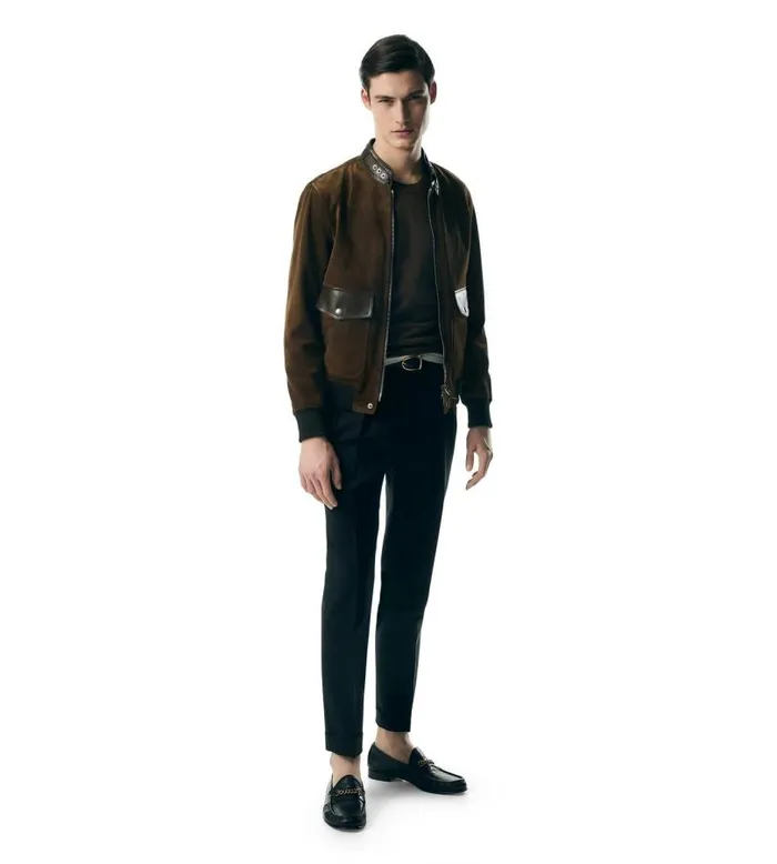 Men Outerwear Tom Ford Soft Suede 034Members Only034 Jacket Cigar Men Outerwear Tom Ford Soft Suede 034Members Only034 Jacket Cigar