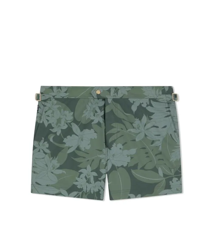 Men Pants and Shorts Tom Ford Orchid Camo Print Swim Short Green
