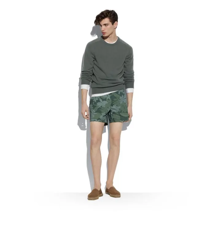 Men Pants and Shorts Tom Ford Orchid Camo Print Swim Short Green Men Pants and Shorts Tom Ford Orchid Camo Print Swim Short Green