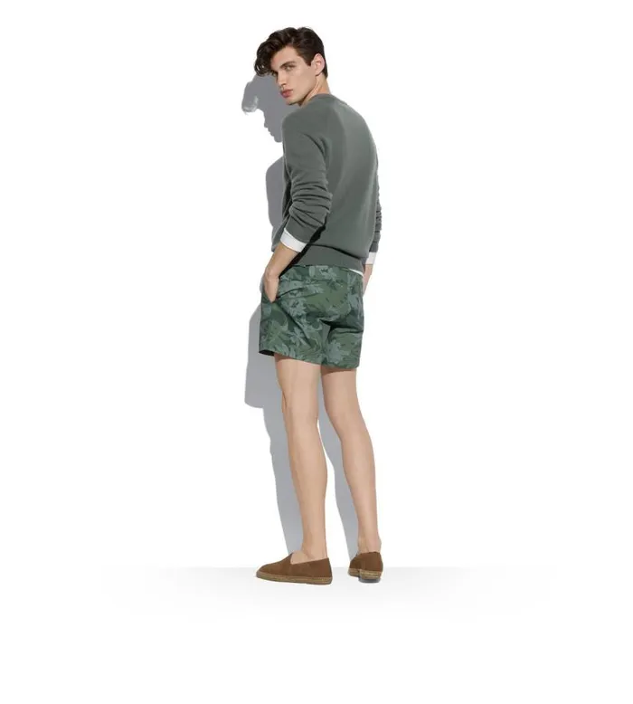 Men Pants and Shorts Tom Ford Orchid Camo Print Swim Short Green Men Pants and Shorts Tom Ford Orchid Camo Print Swim Short Green
