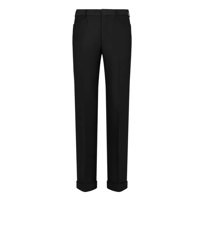 Men Pants and Shorts Tom Ford Techno Gabardine Atticus Western Pocket Trouser Black