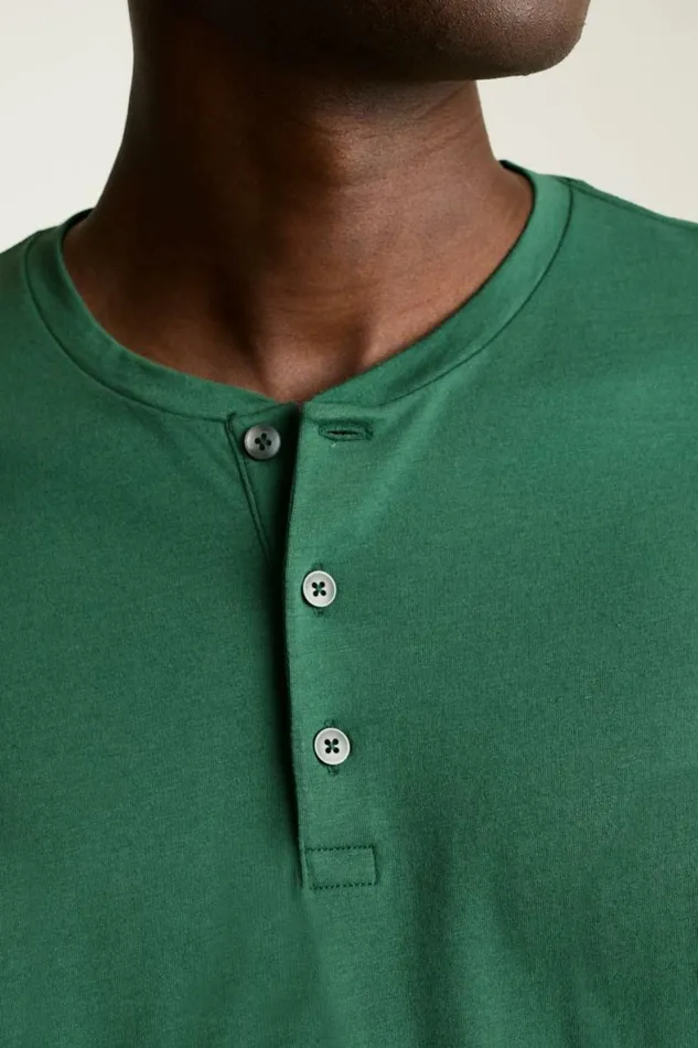 Men Pima Performance Short Sleeve Henley Medium Green Bonobos Henleys