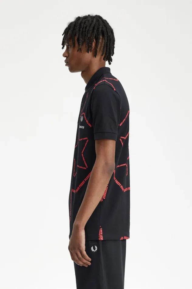 Men PleasuresStar Shirt Black Fred Perry Polo Shirts