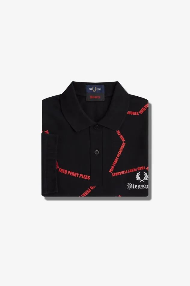 Men PleasuresStar Shirt Black Fred Perry Polo Shirts