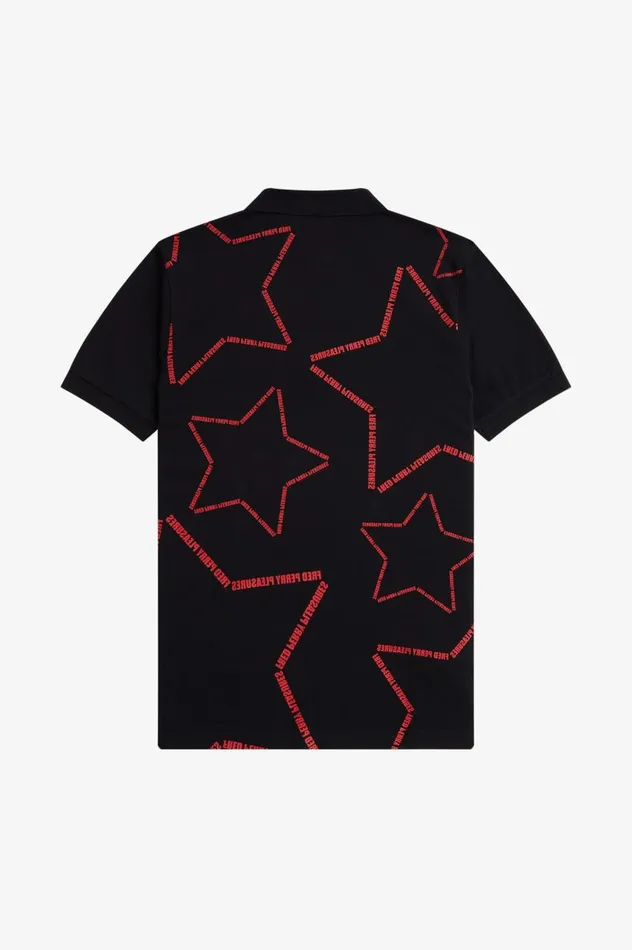 Men PleasuresStar Shirt Black Fred Perry Polo Shirts