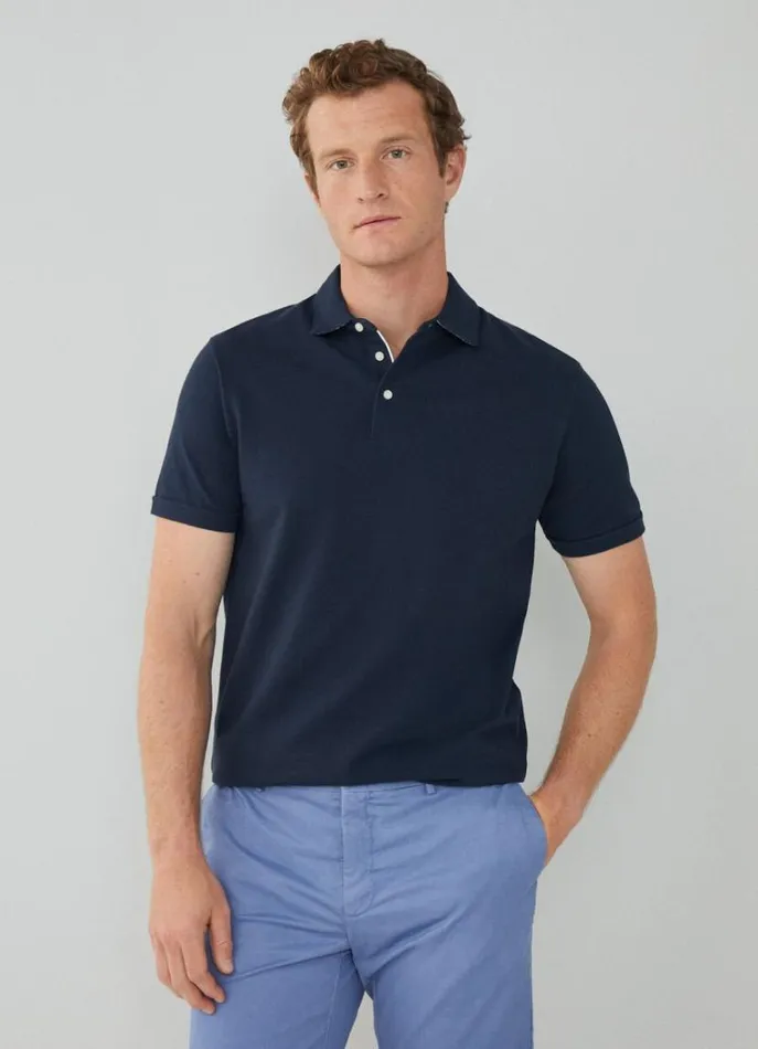 Men Polo Shirts Hackett London Classic Fit Piqu Polo Navy