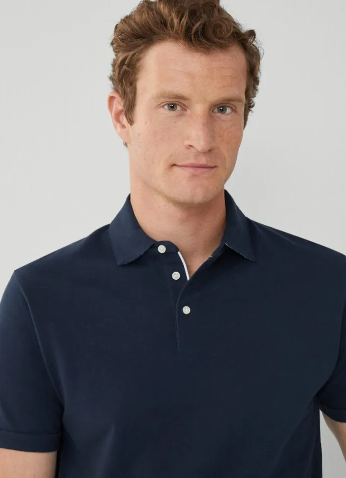 Men Polo Shirts Hackett London Classic Fit Piqu Polo Navy